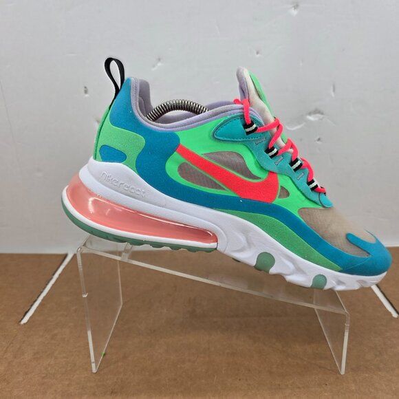 Nike Air Max 270 React Women's Electro Green Lagoon Shoes AT6174-300 W 11.5 M 10 - Picture 6 of 9
